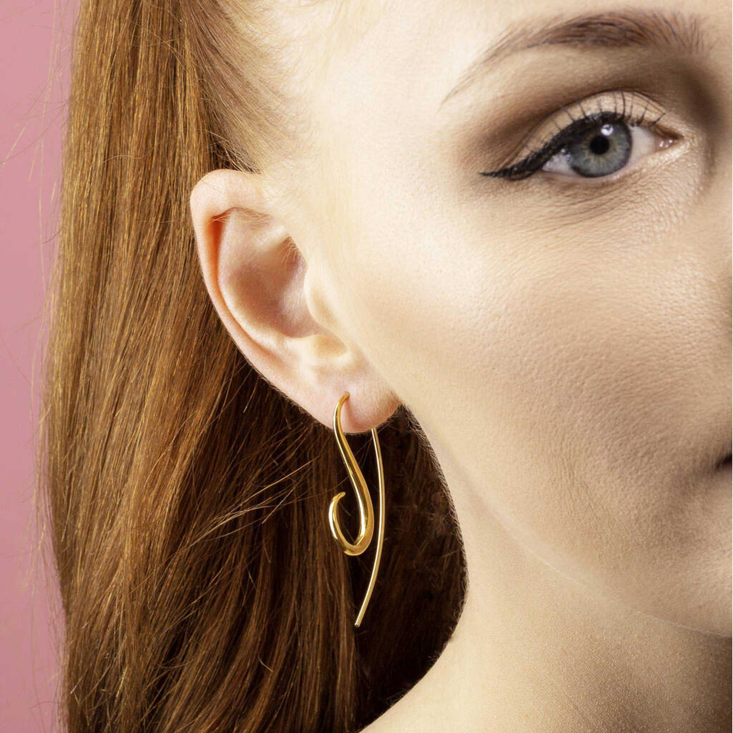 Gold Spiral Drop Earrings - Otis Jaxon Silver Jewellery
