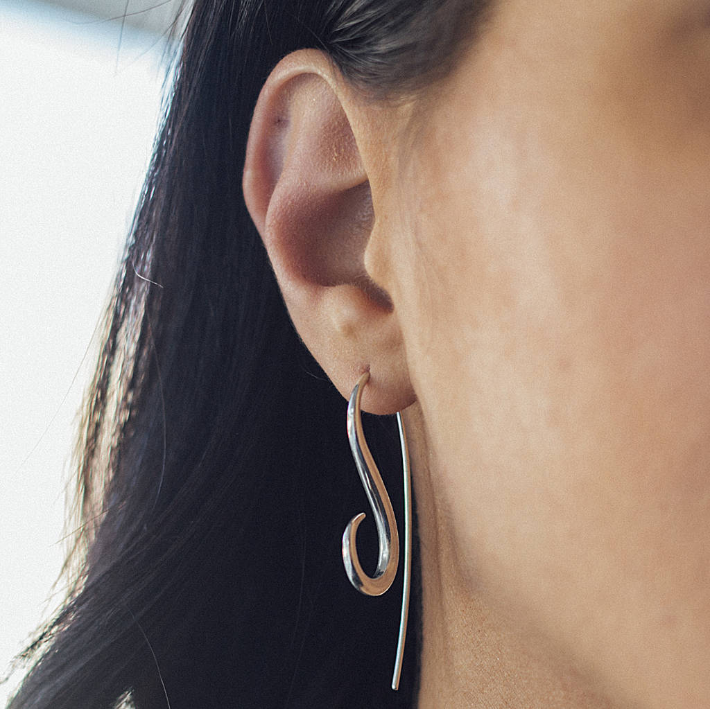 Spiral Hook Drop Earrings In Rose Gold - Otis Jaxon Silver Jewellery