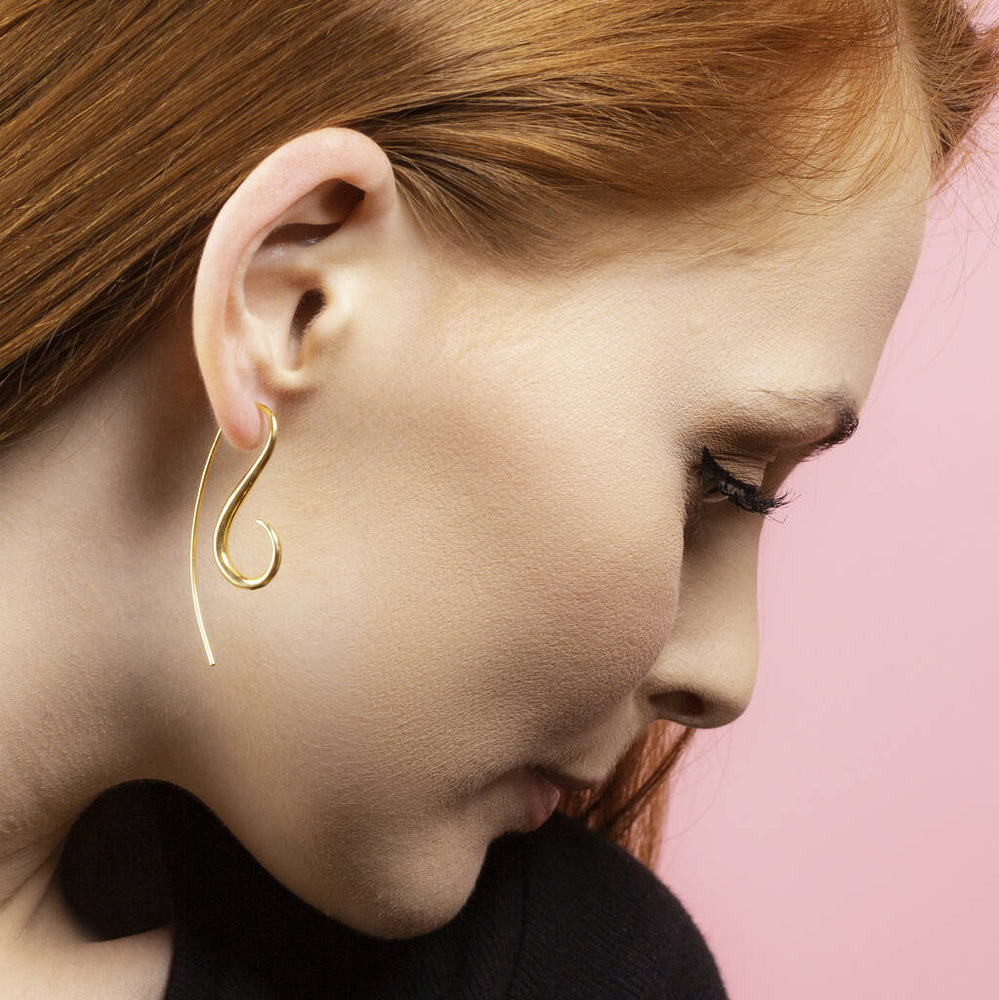Gold Spiral Drop Earrings - Otis Jaxon Silver Jewellery