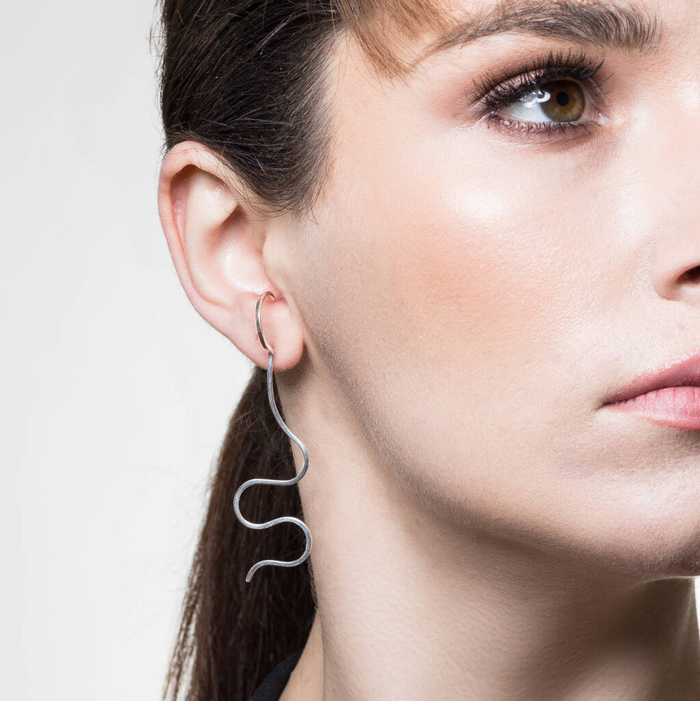 Wavy Abstract Sterling Silver Earrings