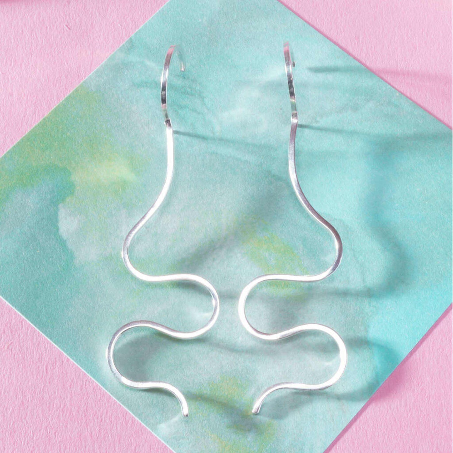Silver Wavy Hooped Abstract Earrings - Otis Jaxon Silver Jewellery