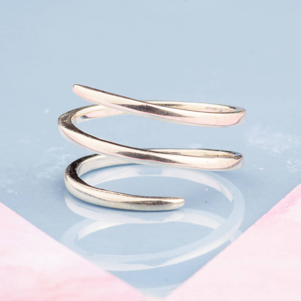Silver And Gold Corkscrew Spiral Rings - Otis Jaxon Silver Jewellery