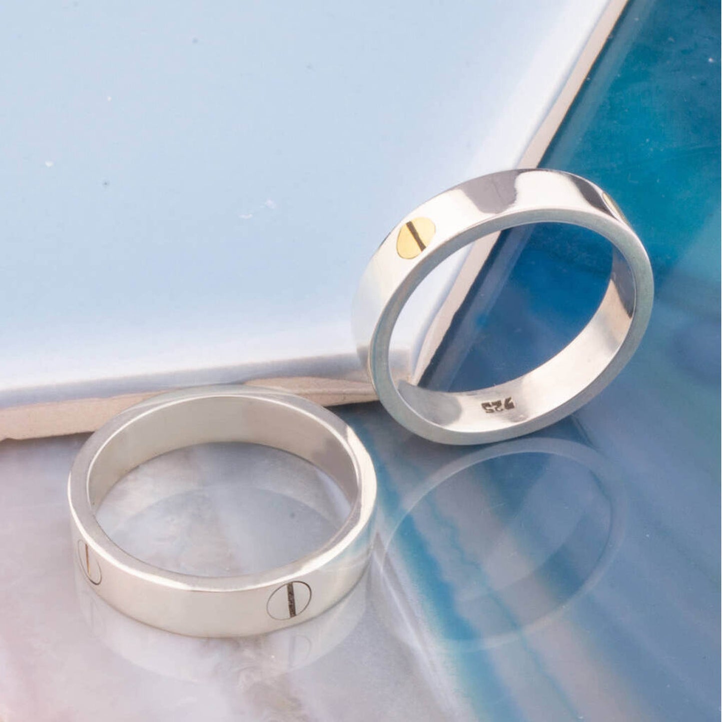 Solid Silver Screw Accent Bangle - Otis Jaxon Silver Jewellery