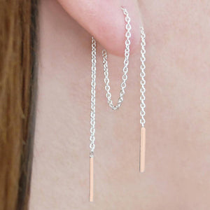 
            
                Load image into Gallery viewer, Threader Chain Earrings in Silver and Rose Gold - Otis Jaxon Silver Jewellery
            
        