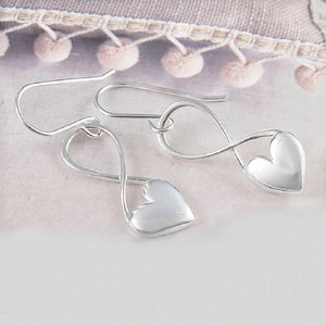 
            
                Load image into Gallery viewer, Sterling Silver Gold Puffed Heart Stud Earrings
            
        