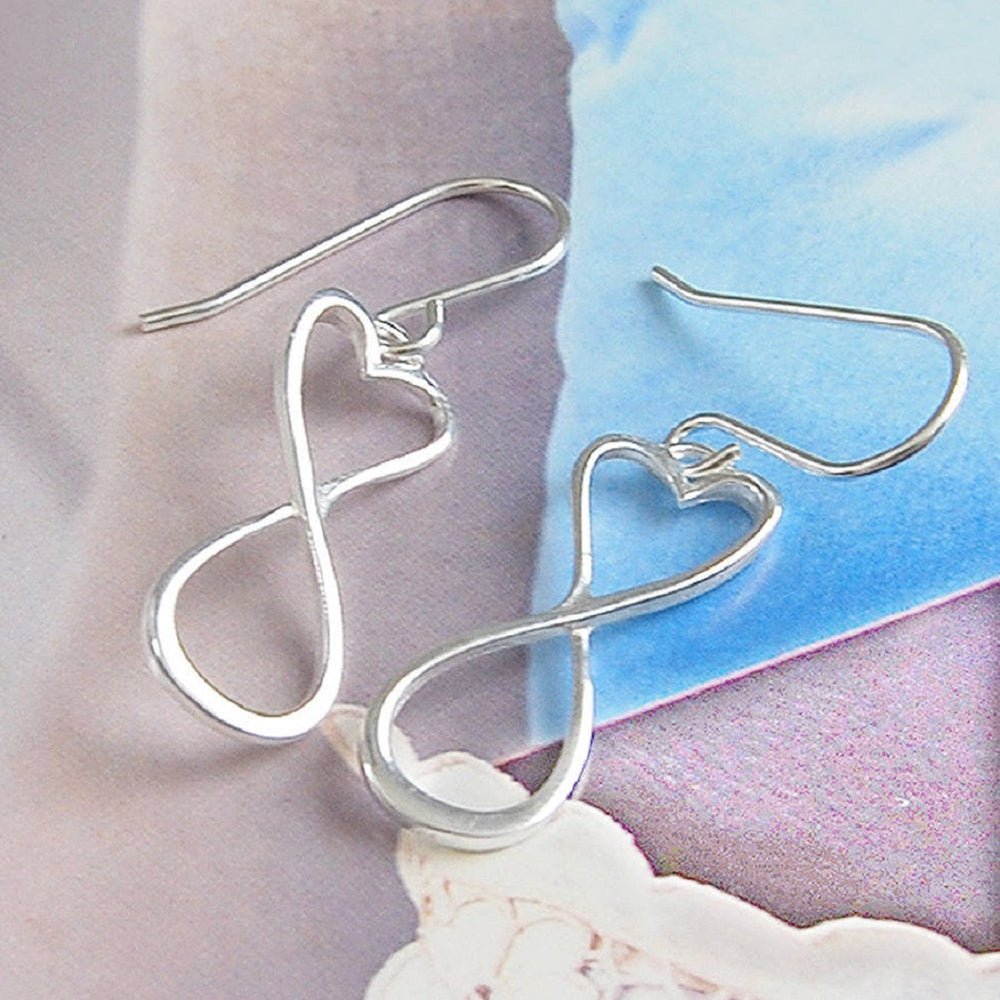Sterling Silver Infinity Heart Wave Earrings