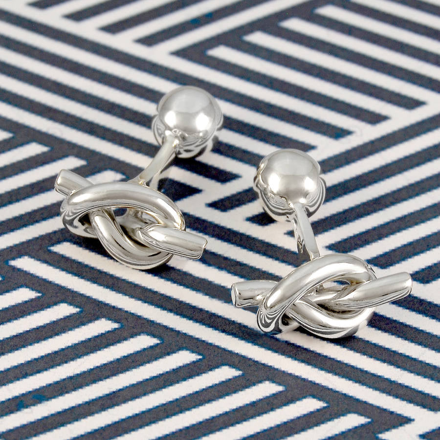 Nautical Knot Mens Silver Cufflinks - Otis Jaxon Silver Jewellery