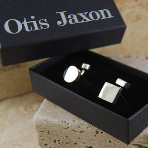 
            
                Load image into Gallery viewer, Square Geometric Silver Cufflinks - Otis Jaxon Silver Jewellery
            
        