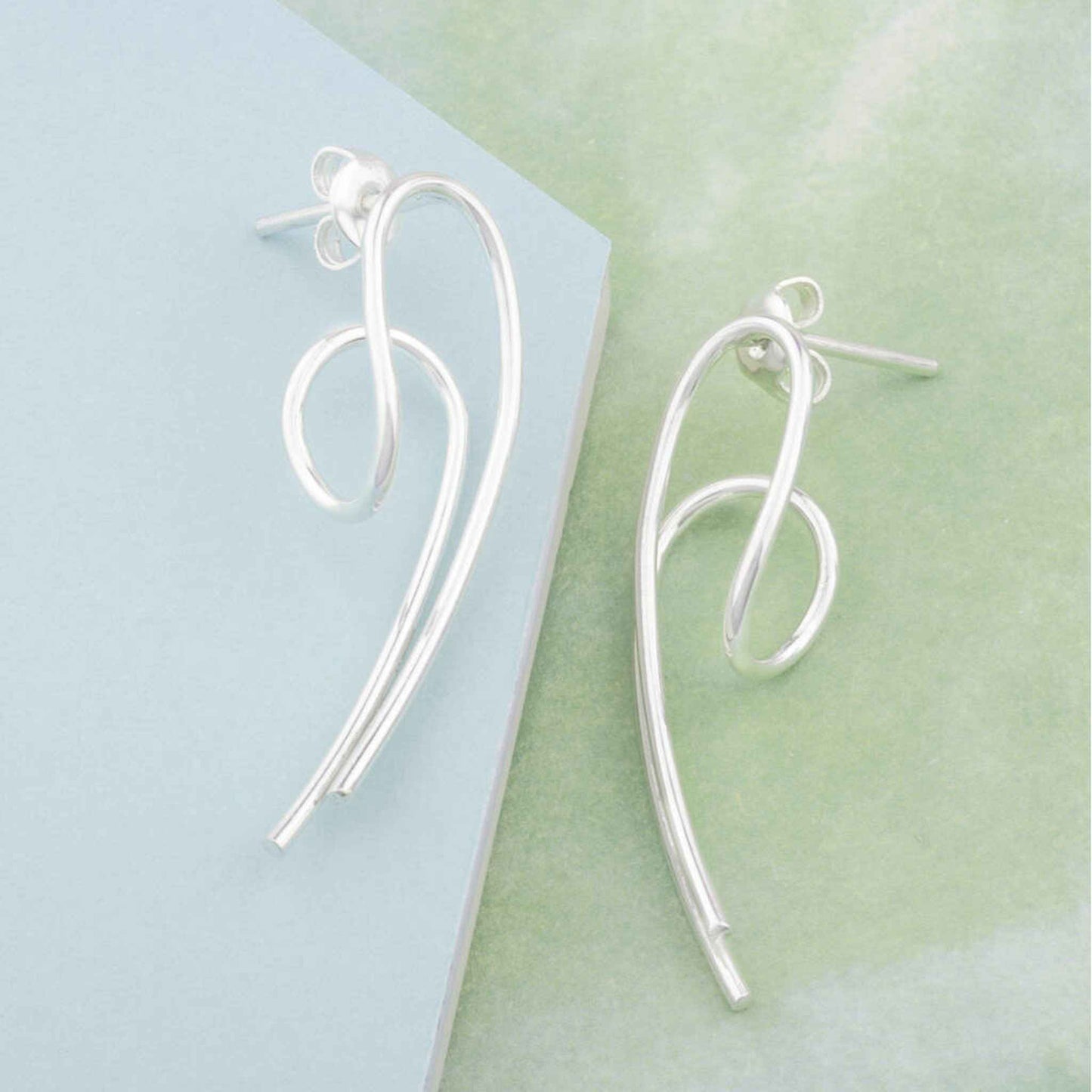 Silver Overlapping Bar Stud Earrings - Otis Jaxon Silver Jewellery