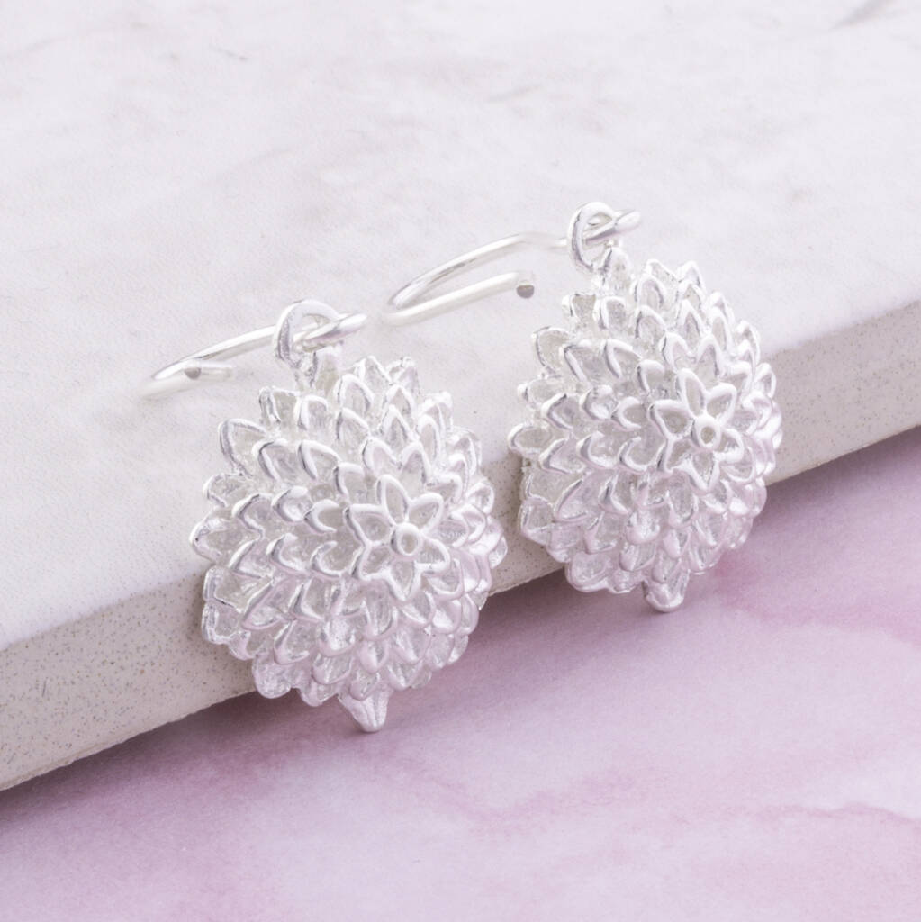 Silver Sunflower Drop Earrings - Otis Jaxon Silver Jewellery