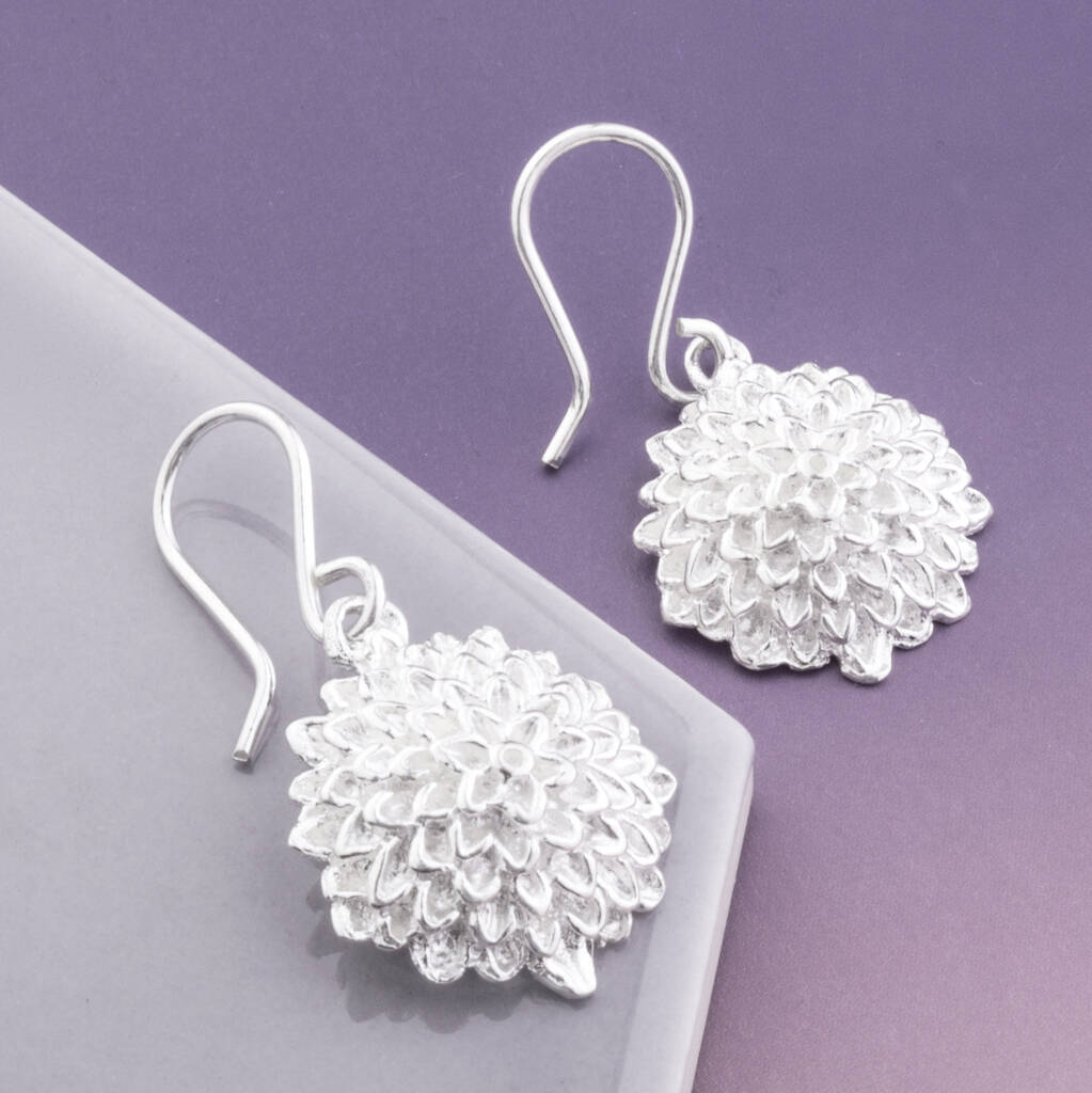 Silver Sunflower Drop Earrings - Otis Jaxon Silver Jewellery