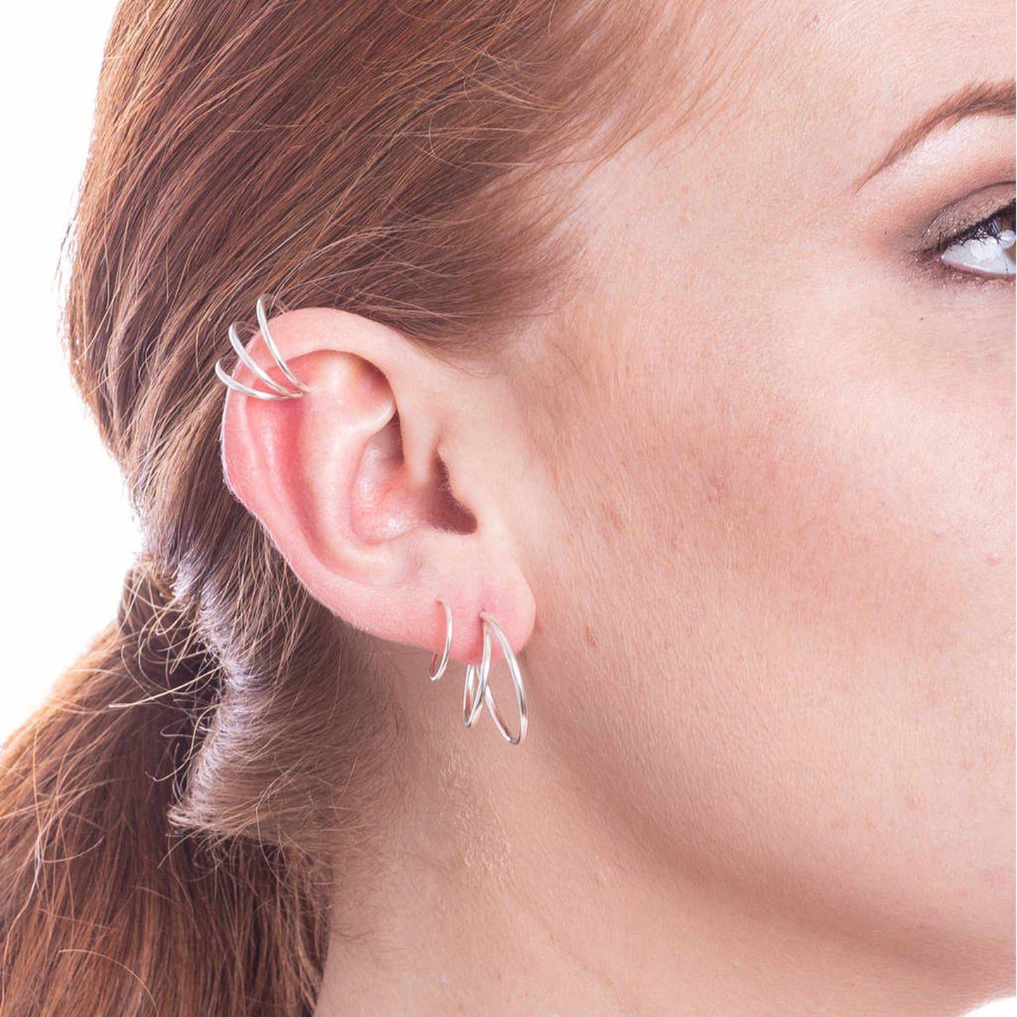 Silver Triple Hoop Illusion Earrings - Otis Jaxon Silver Jewellery