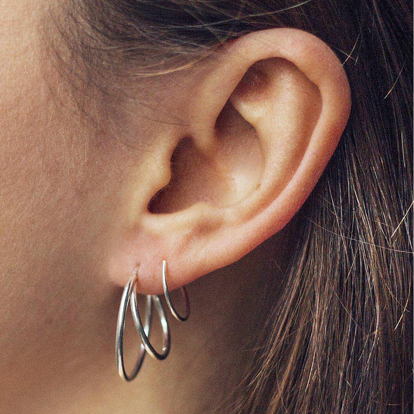 Silver Triple Hoop Illusion Earrings - Otis Jaxon Silver Jewellery