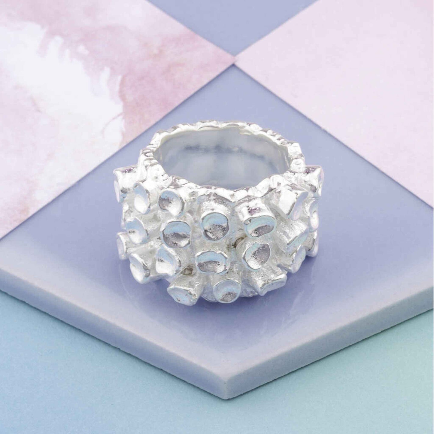 Solid Silver Organic Textured Statement Ring - Otis Jaxon Silver Jewellery