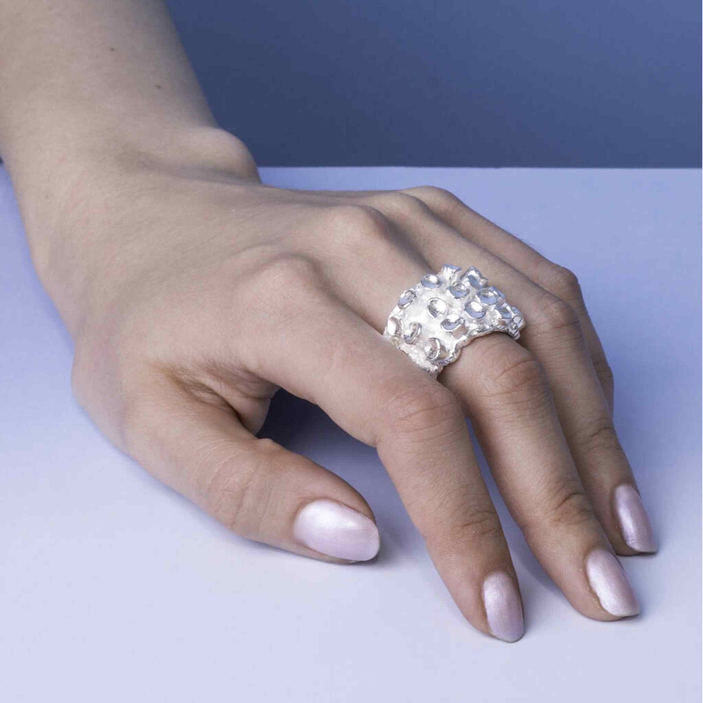 Solid Silver Organic Textured Statement Ring - Otis Jaxon Silver Jewellery