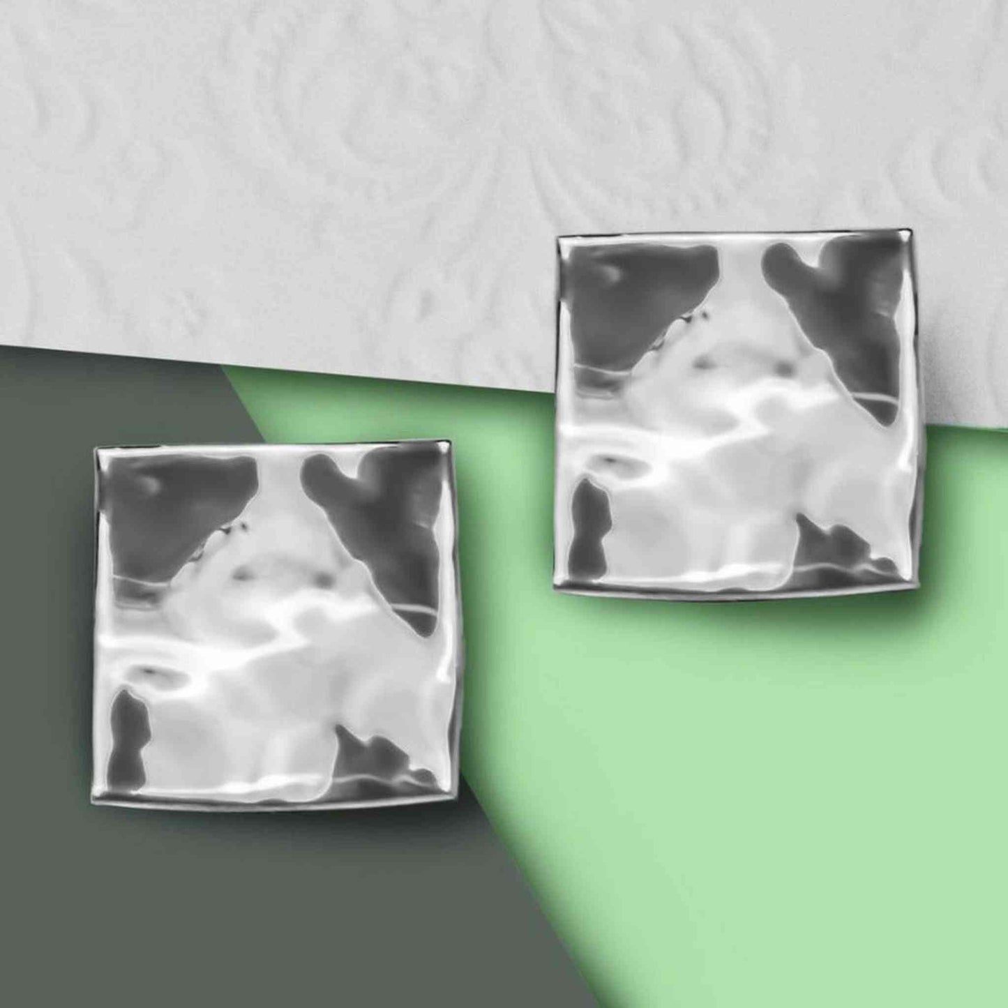 Hammered Square Silver Clip On Stud Earrings - Otis Jaxon Silver Jewellery