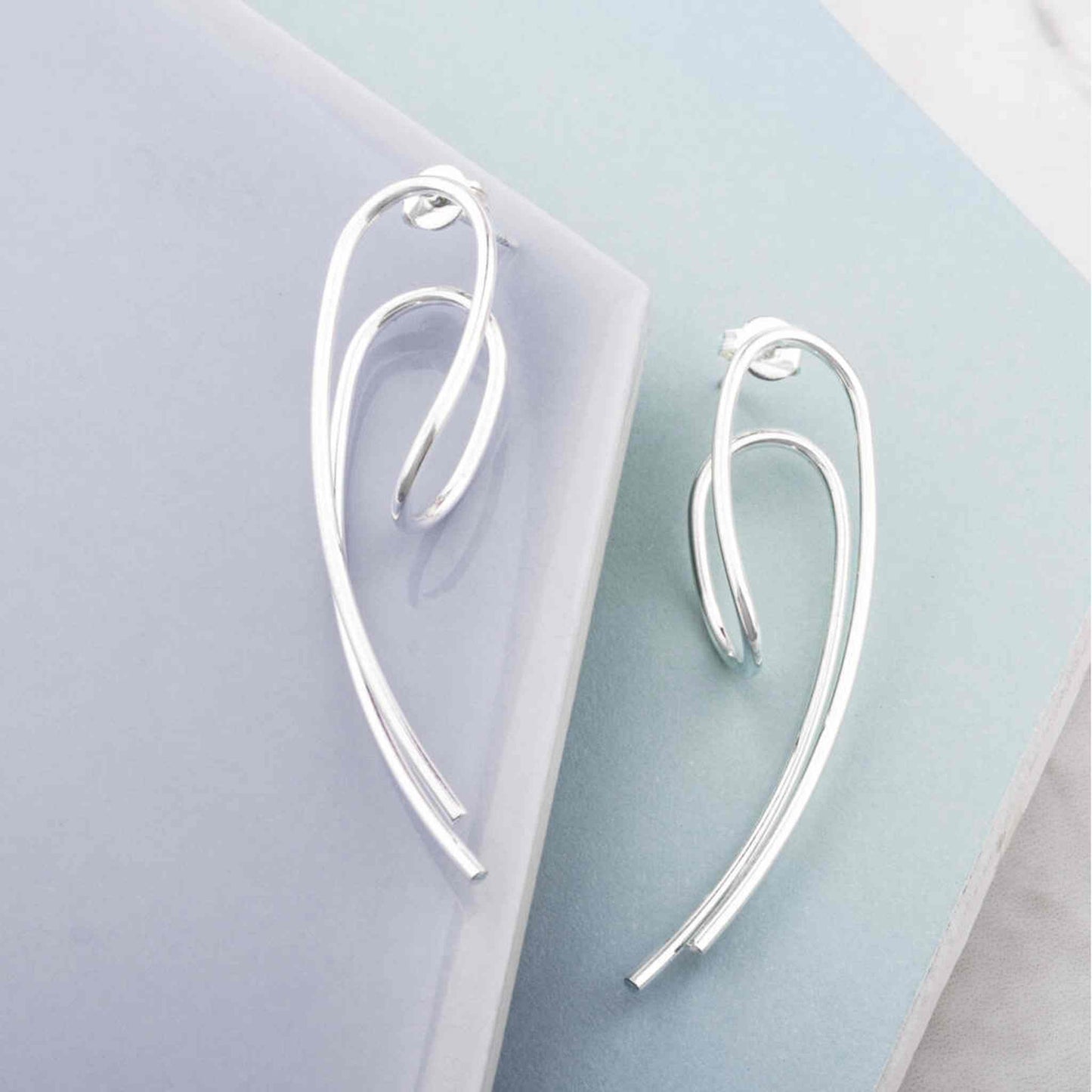 Statement Silver Curled Wishbone Earrings - Otis Jaxon Silver Jewellery