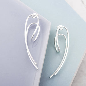 
            
                Load image into Gallery viewer, Statement Silver Curled Wishbone Earrings - Otis Jaxon Silver Jewellery
            
        