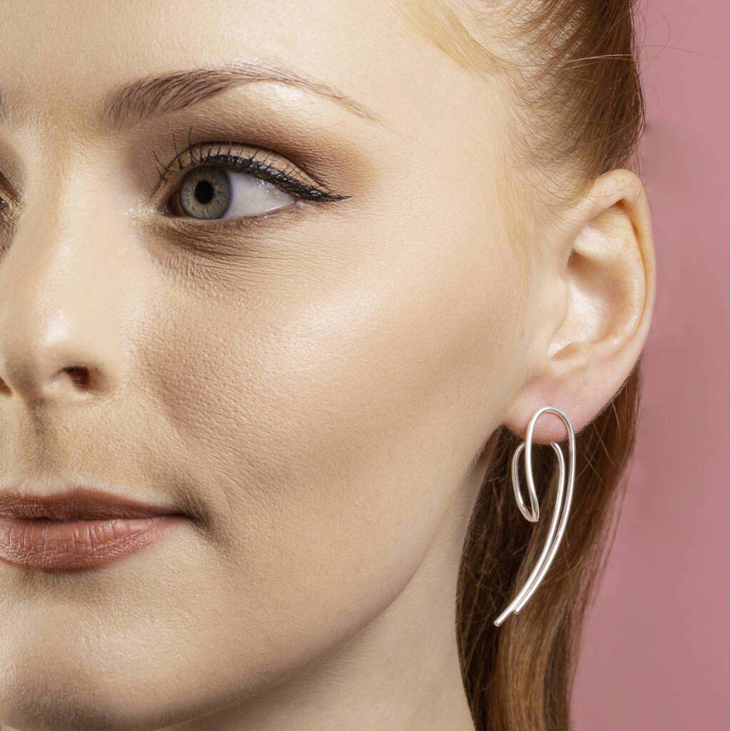 Statement Silver Curled Wishbone Earrings - Otis Jaxon Silver Jewellery