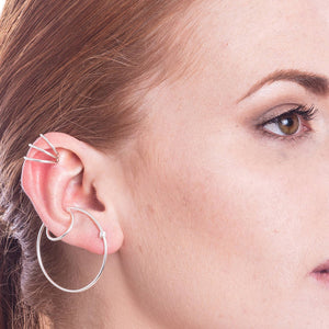 Statement Silver Hoop Ear Cuff Stud Earrings - Otis Jaxon Silver Jewellery