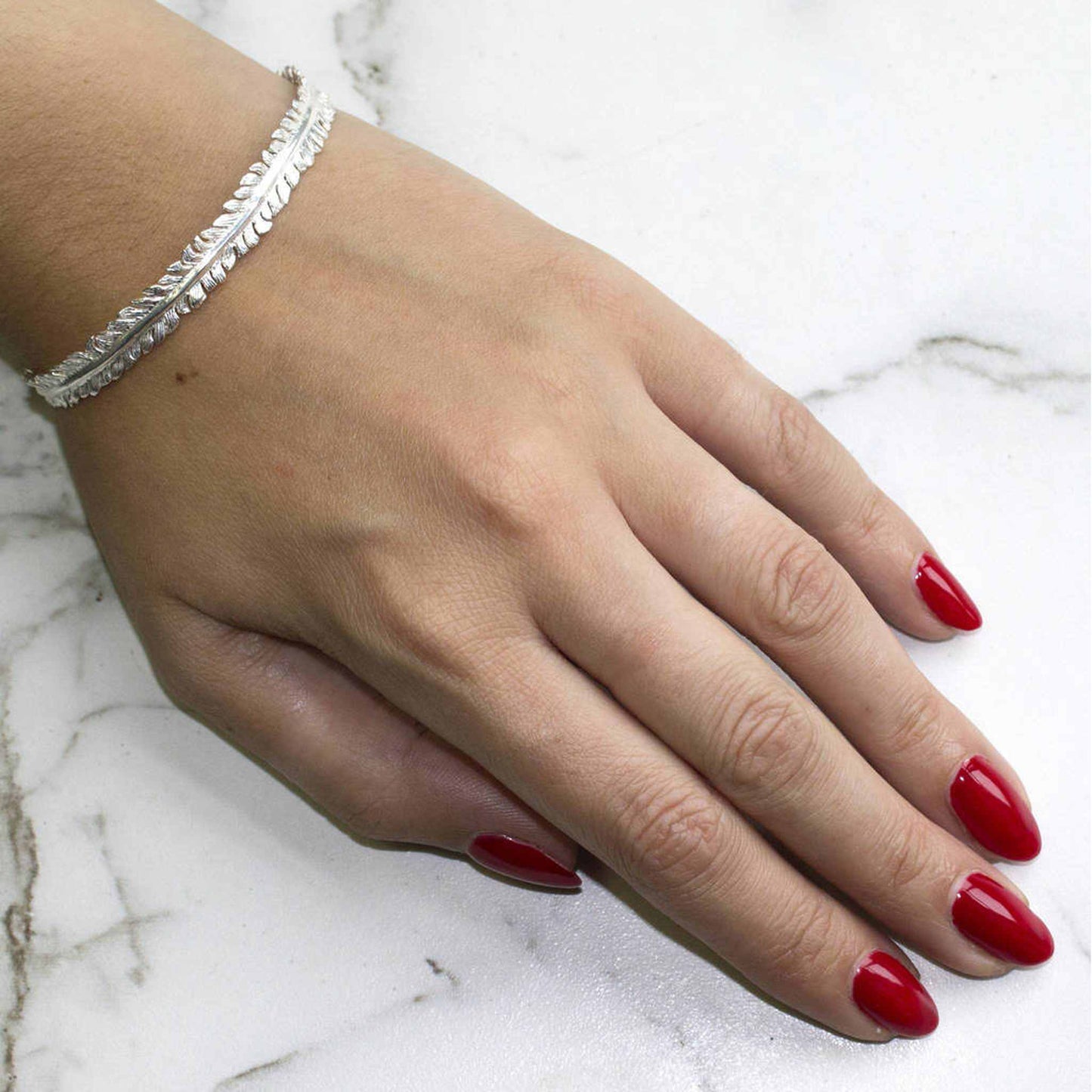 Adjustable Sterling Silver Feather Bracelet - Otis Jaxon Silver Jewellery