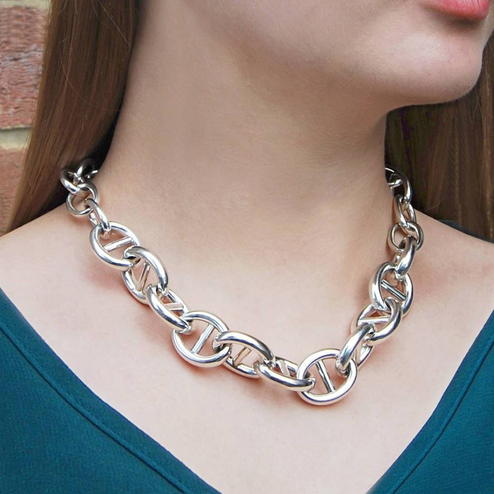 Chunky Necklace Statement Jewelry Fashion | Metal Chunky Necklace Silver -  Collar - Aliexpress