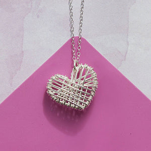 Woven Silver Heart Pendant Necklace - Otis Jaxon Silver Jewellery