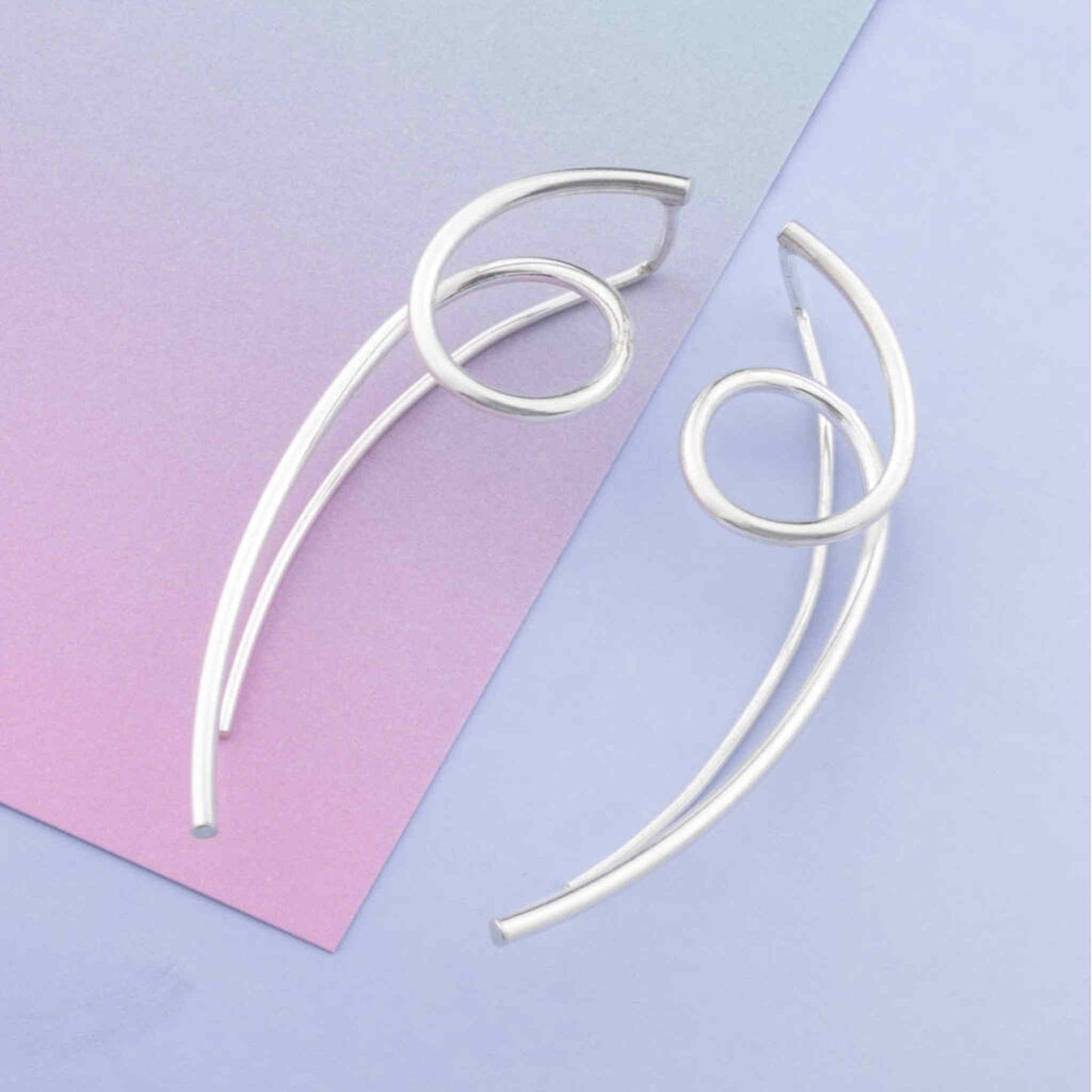 Sterling Silver Loop Drop Earrings - Otis Jaxon Silver Jewellery