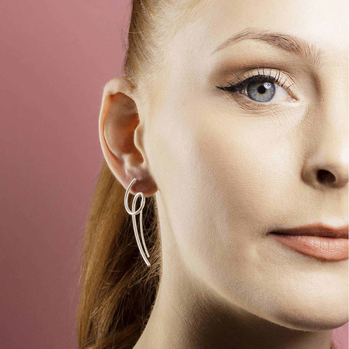 Sterling Silver Loop Drop Earrings - Otis Jaxon Silver Jewellery
