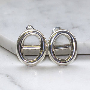 Sterling Silver Oval Statement Stud Earrings - Otis Jaxon Silver Jewellery