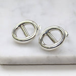 Sterling Silver Oval Statement Stud Earrings - Otis Jaxon Silver Jewellery
