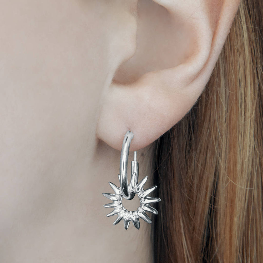 
            
                Load image into Gallery viewer, Sunray Silver Hoop Earrings - Otis Jaxon Silver Jewellery
            
        