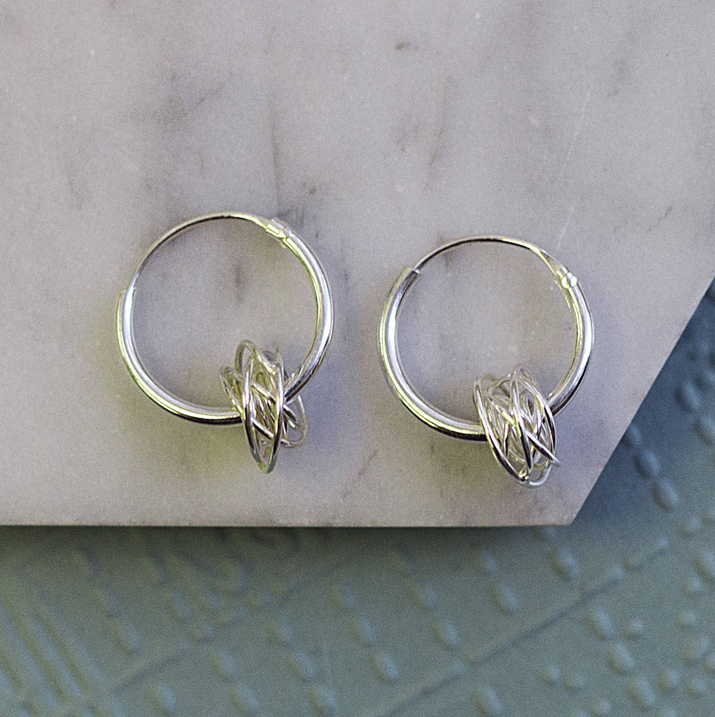 Sterling Silver Wireball Hoop Earrings - Otis Jaxon Silver Jewellery