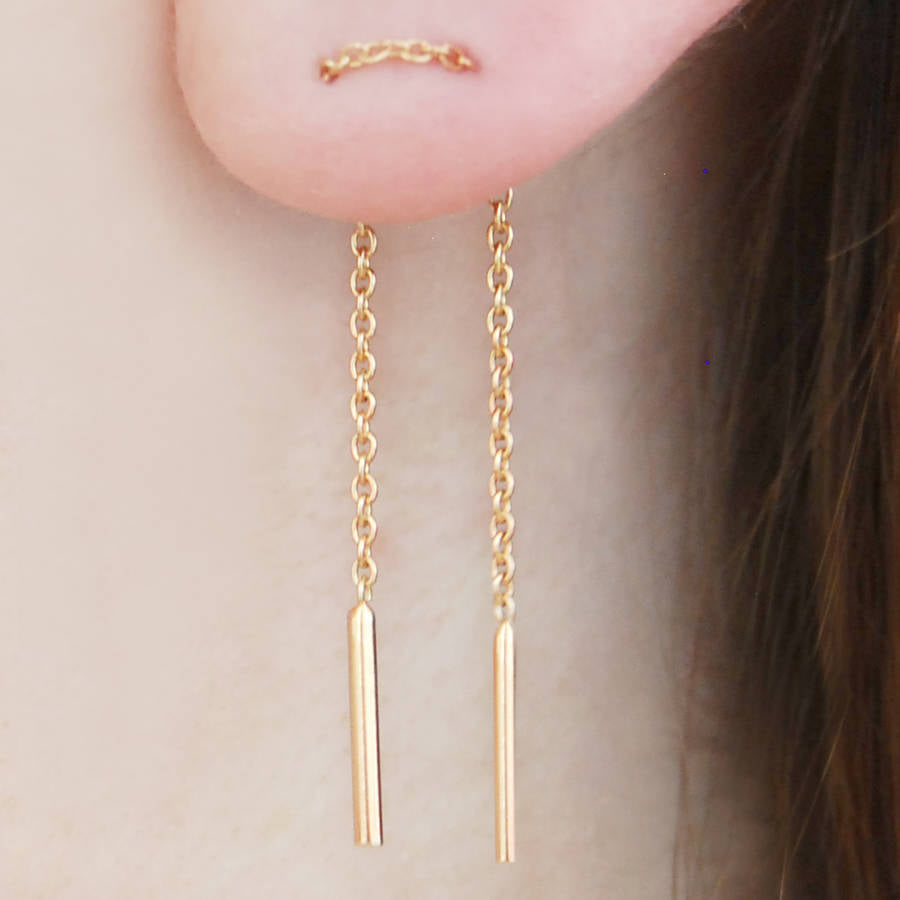 Rose Gold Threader Earrings - Otis Jaxon Silver Jewellery