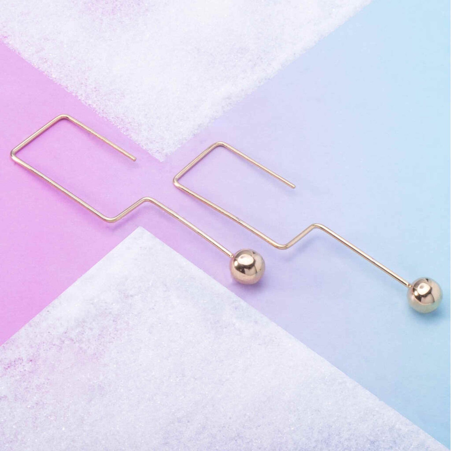 Yellow Gold Geometric Drop Ball Earrings - Otis Jaxon Silver Jewellery