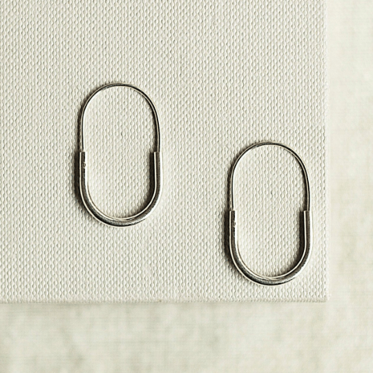 Minimalist Oval Silver Hoop Earrings - Otis Jaxon Silver Jewellery
