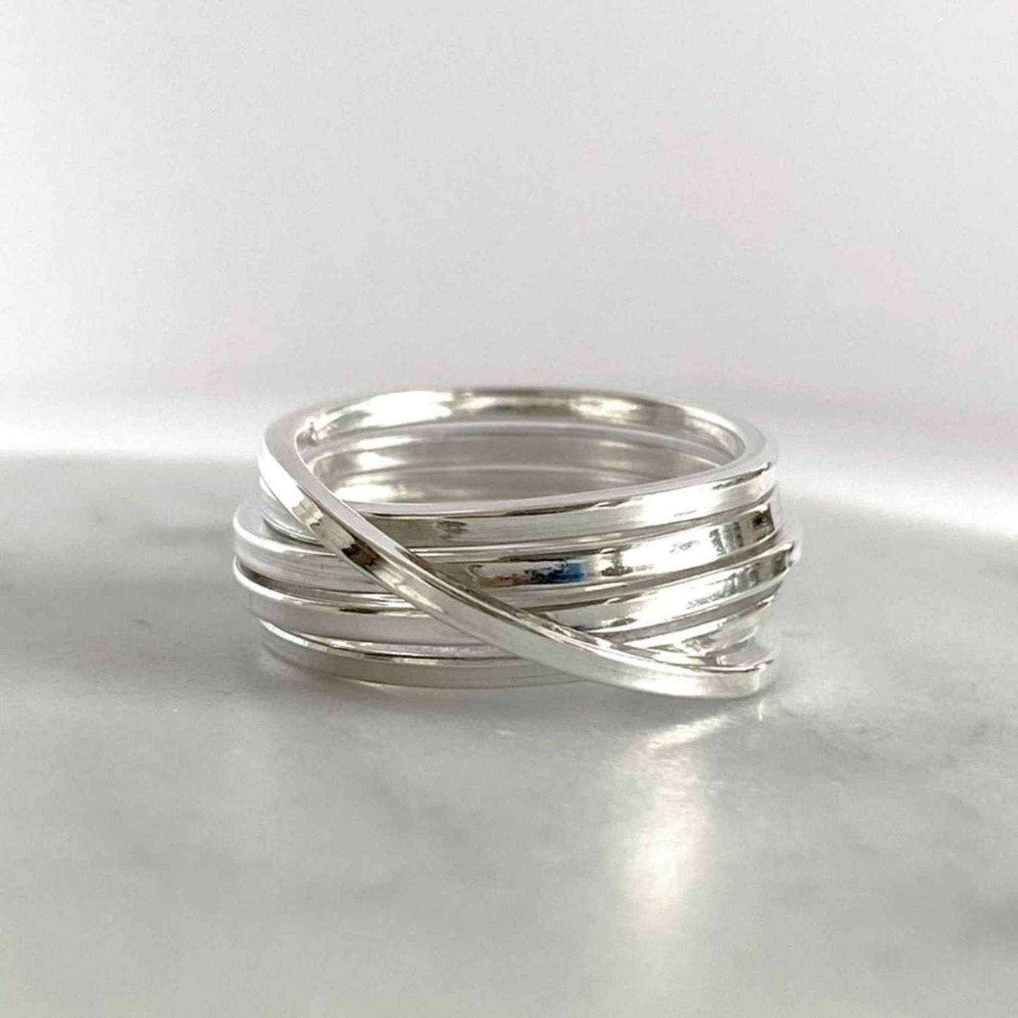 Sterling Silver Square Wire Overlapping Ring - Otis Jaxon Silver Jewellery