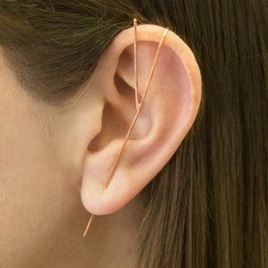 Rose Gold Bar Ear Cuff Earrings - Otis Jaxon Silver Jewellery