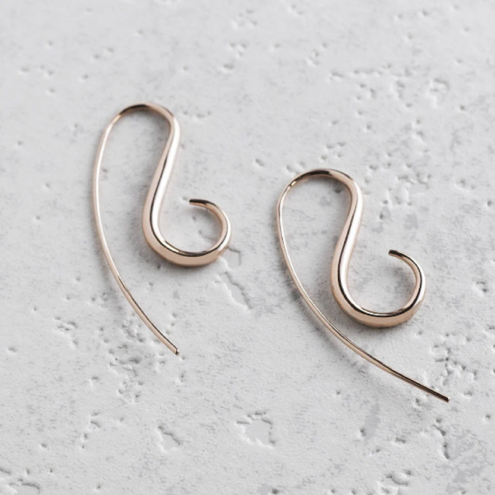 Silver Spiral Drop Hook Earrings