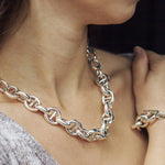 Sterling Silver Interlocking Necklace And Bracelet Set - Otis Jaxon Silver Jewellery