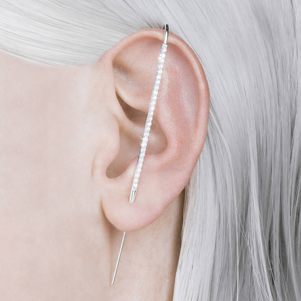 Sterling Silver Gemstone Ear Pin Cuff - Otis Jaxon Silver Jewellery