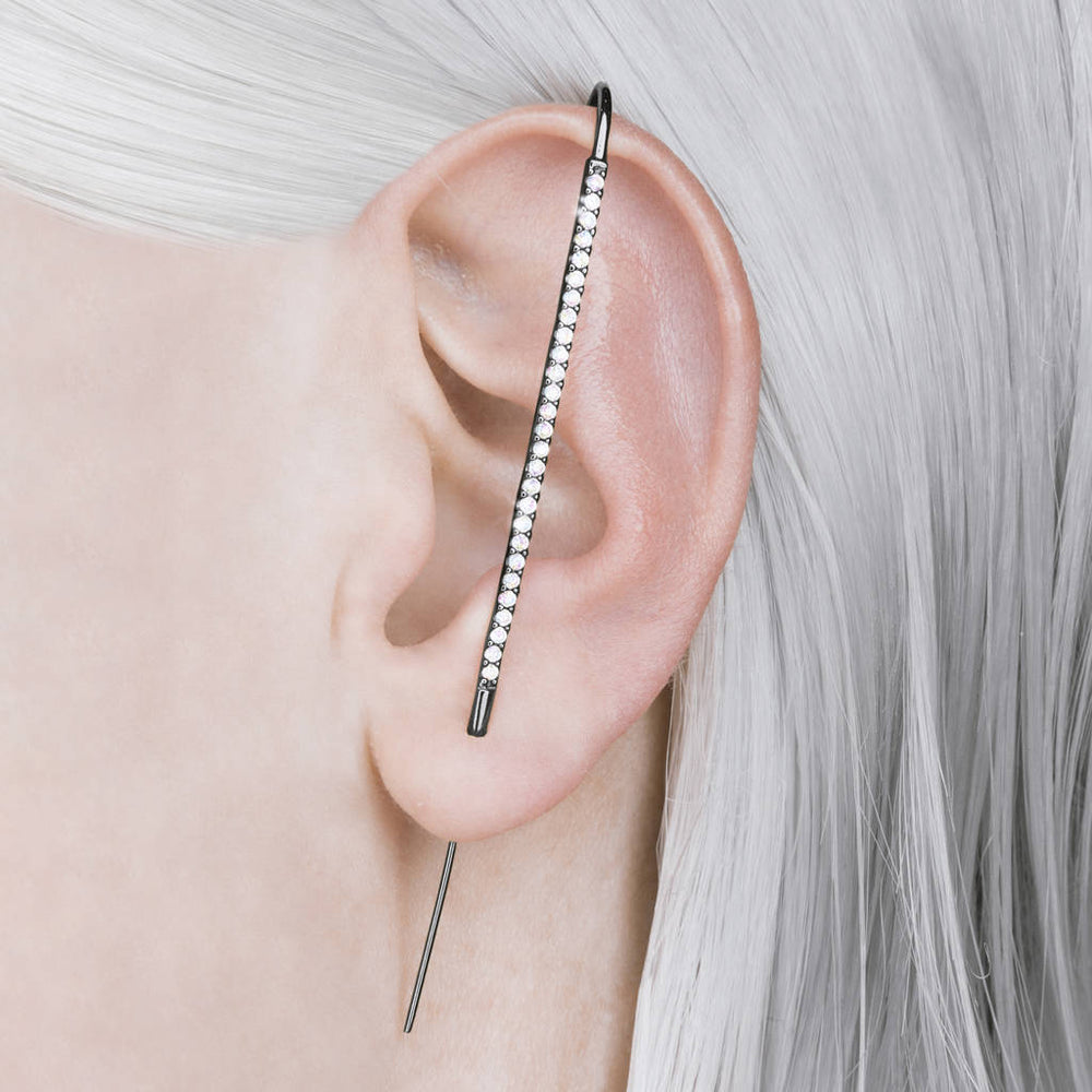 Sterling Silver Diamond Ear Pin Cuff - Otis Jaxon Silver Jewellery