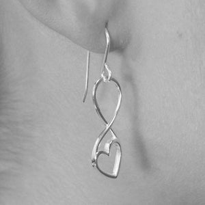Sterling Silver Gold Outline Heart Drop Earrings