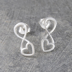 Sterling Silver Outline Heart Drop Earrings
