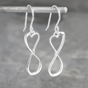 
            
                Load image into Gallery viewer, Gold Sterling Silver Infinity Heart Valentines Earrings
            
        