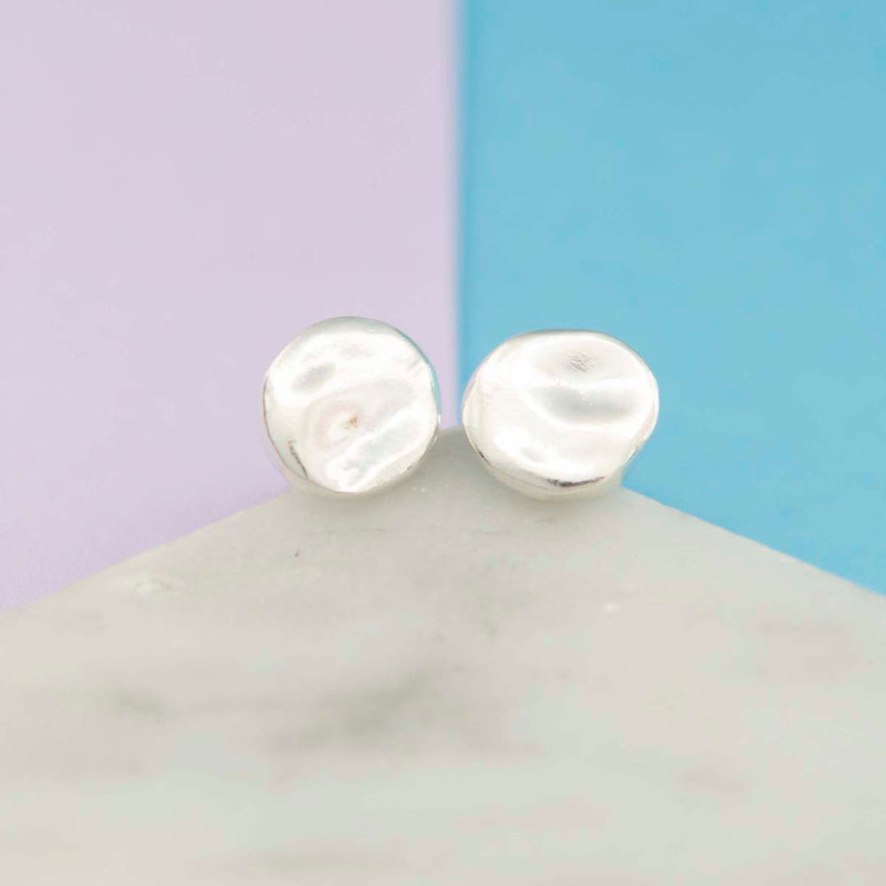 Organic Round Silver Stud Earrings - Otis Jaxon Silver Jewellery