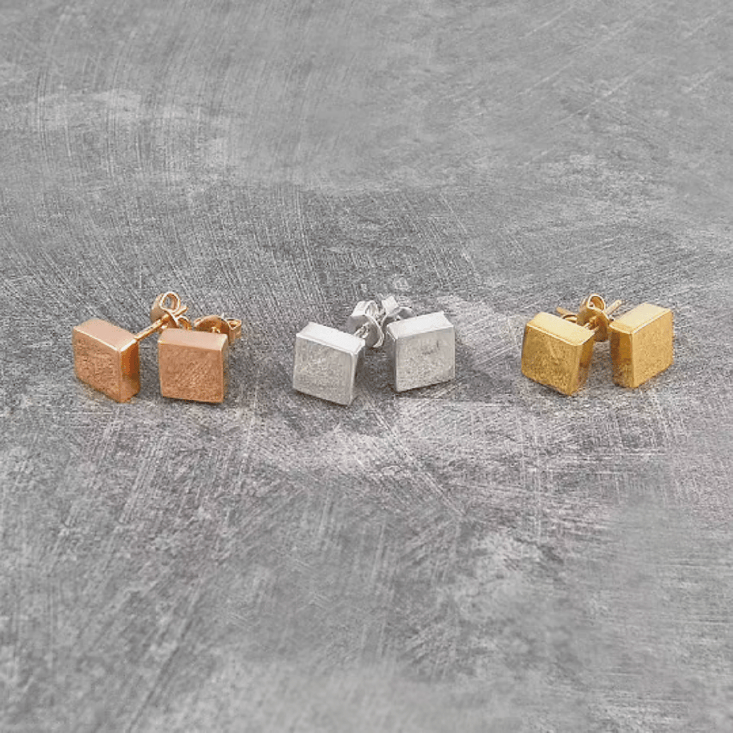 Silver Square Disk Stud Earrings - Otis Jaxon Silver Jewellery