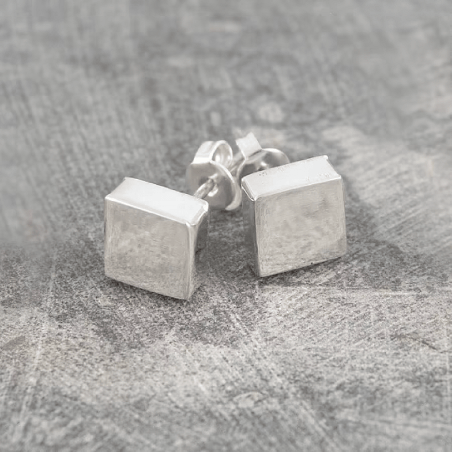 Silver Square Disk Stud Earrings - Otis Jaxon Silver Jewellery