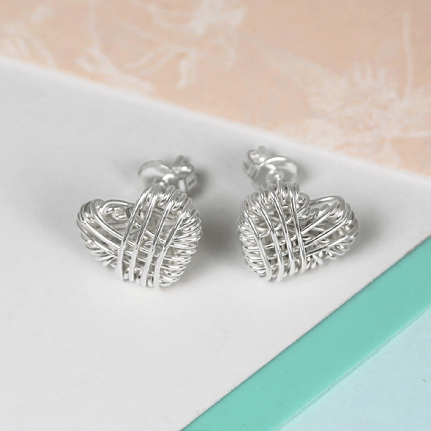 Woven Heart Silver Stud Earrings - Otis Jaxon Silver Jewellery