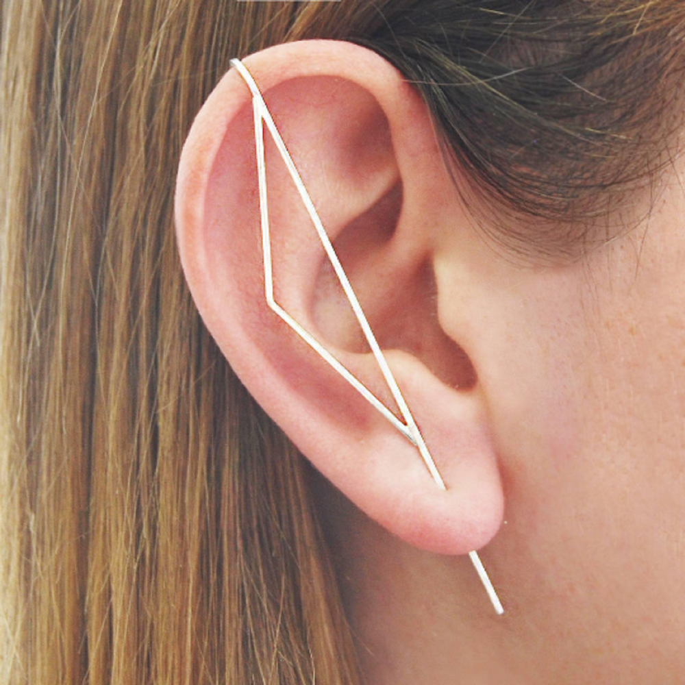 Sterling Silver Triangle Ear Climber Ear Pin - Otis Jaxon Silver Jewellery